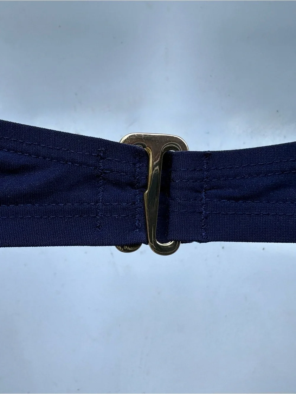 Tory Burch Strapless Navy Blue Bikini Top with White Piping large
